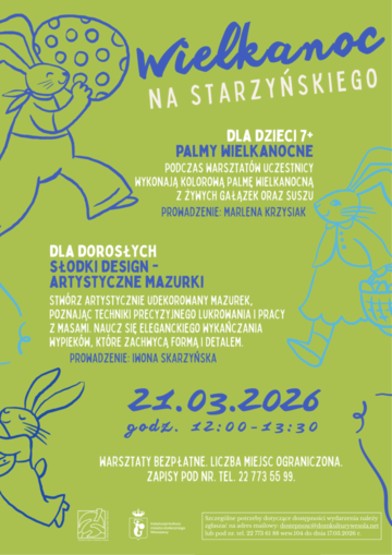 Plakat Warsztaty artystycznego dekorowania mazurków wielkanocnych dla dorosłych
