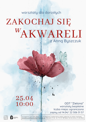 Plakat Warsztaty malowania akwarelą z Anną Byszczuk – podstawy techniki i materiały