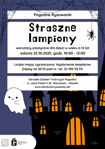 Plakat Warsztaty plastyczne dla dzieci: tworzenie lampionów i halloweenowych dekoracji