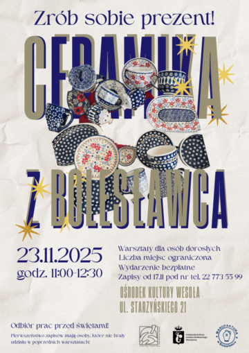Plakat Warsztaty z ceramiką z Bolesławca dla dorosłych – stwórz własny prezent