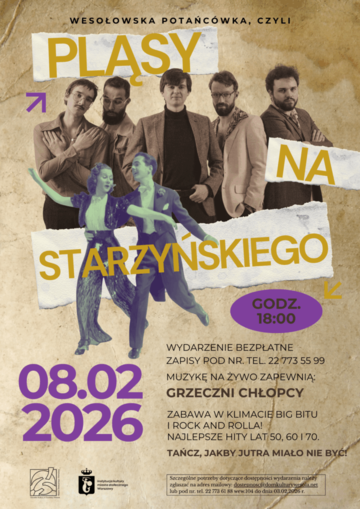 Plakat Wesołowska Potańcówka z zespołem Grzeczni Chłopcy: wieczór bigbitu i rock and rolla