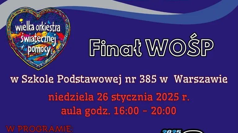 33. Finał Wielkiej Orkiestry Świątecznej Pomocy w Szkole Podstawowej nr 385 w Wesołej