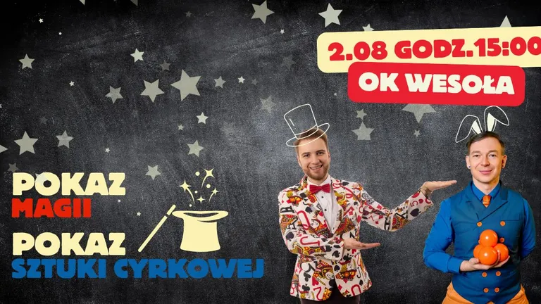 Pokaz magii i sztuki cyrkowej dla dzieci i rodzin z udziałem iluzjonisty i aktora cyrkowego