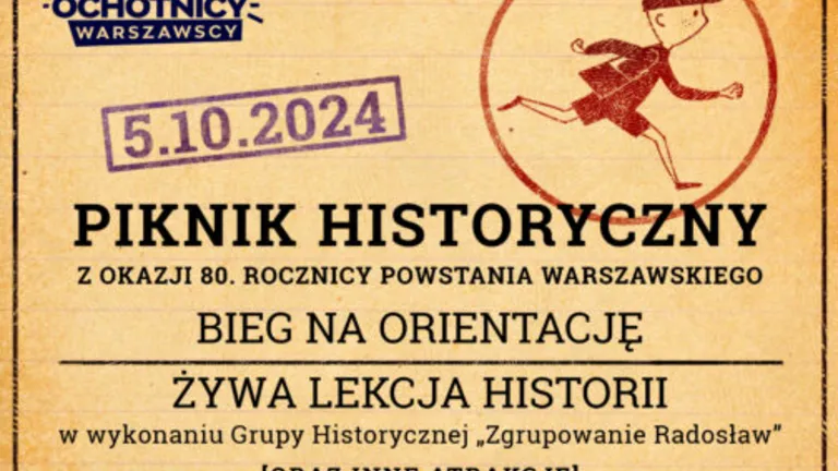 Piknik Historyczny i Bieg na Orientację z Okazji 80. Rocznicy Powstania Warszawskiego