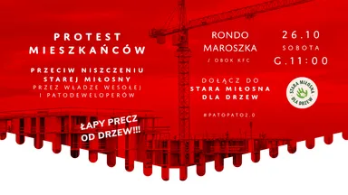 Zdjęcie do artykułu Łapy precz od drzew – Stara Miłosna mówi "NIE" betonowej zabudowie