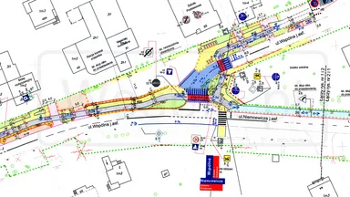 Projekt ścieżki rowerowej - skrzyżowanie Niemcewicza i Wspólnej