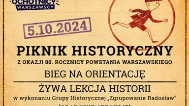 Zdjęcie do artykułu Piknik Historyczny i Bieg na Orientację z Okazji 80. Rocznicy Powstania Warszawskiego