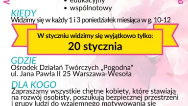 Zdjęcie do artykułu Rozwojowe spotkania dla kobiet w Wesołej: Archipelag Kobiet