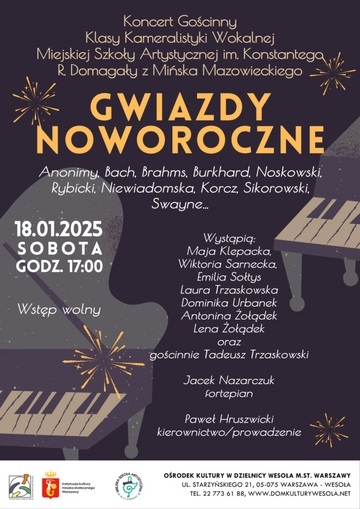 Plakat Koncert Klasy Kameralistyki Wokalnej w Wesołej
