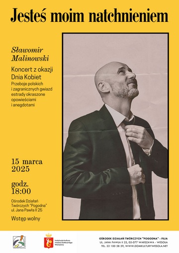 Plakat Muzyczny Stand-up na Dzień Kobiet w Wesołej: Sławomir Malinowski