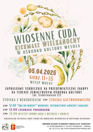 Plakat Wiosenne Cuda – Kiermasz Wielkanocny w Wesołej