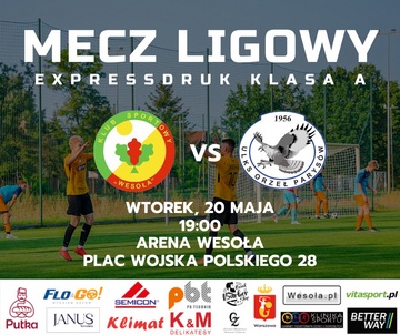 Plakat Mecz KS Wesoła kontra Orzeł Parysów w 21. kolejce Klasy A sezonu 2024/2025