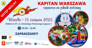 Plakat Rodzinny piknik z Kapitanem Warszawa – gry, nauka i zabawa dla wszystkich