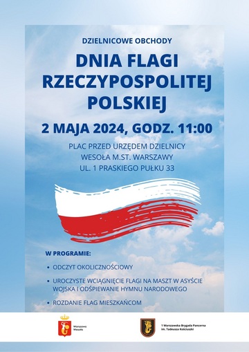 Plakat Wesoła w barwach narodowych – obchody Dnia Flagi Rzeczypospolitej Polskiej