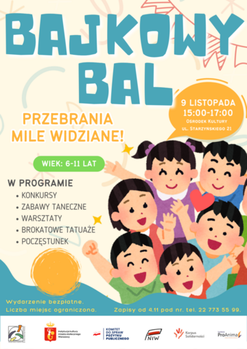Plakat Bajkowy Bal dla Dzieci w Wesołej: Roztańczona Przygoda dla Najmłodszych
