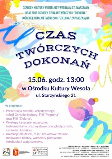 Plakat Czas Twórczych Dokonań - zakończenie sezonu artystycznego 2023/2024