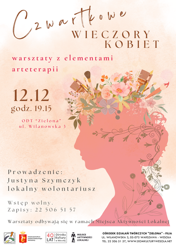 Plakat Czwartkowe Wieczory Kobiet: Kreatywne Spotkania w Wesołej