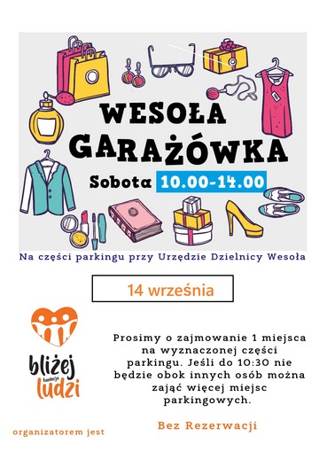 Plakat Wesoła Garażówka Sąsiedzka: Spotkajmy się 14 września!