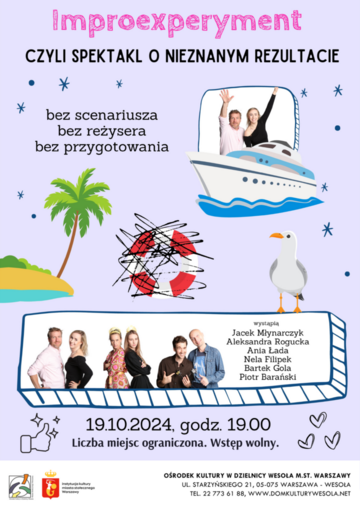 Plakat Improexperyment: Interaktywne Show w Ośrodku Kultury Wesoła
