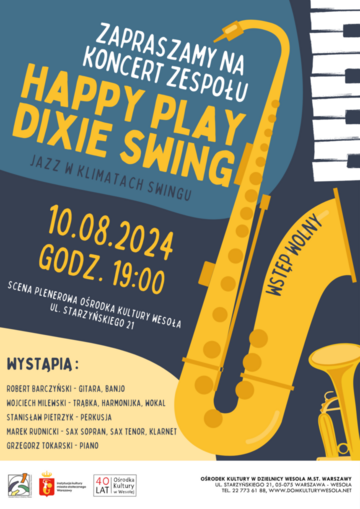 Plakat Jazzowy wieczór z Happy Play Dixie Swing w plenerze