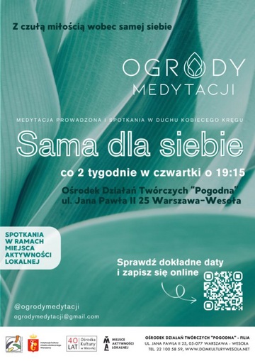 Plakat Kobiece Kręgi: Warsztaty Medytacyjne w Ośrodku Działań Twórczych 'Pogodna'