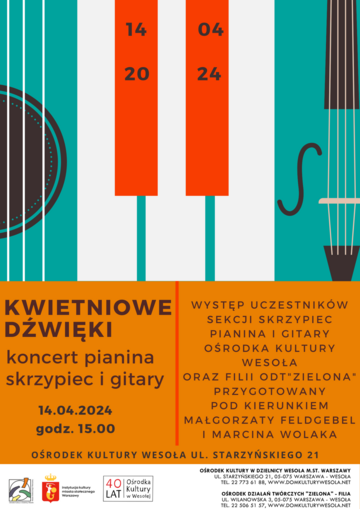 Plakat Koncert „Kwietniowe dźwięki” w Ośrodku Kultury