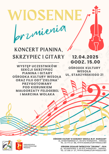 Plakat Koncert „Wiosenne brzmienia” w Wesołej