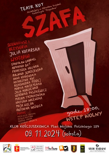 Plakat Kryminalny spektakl „Szafa” Teatru Kot w Klubie Kościuszkowca