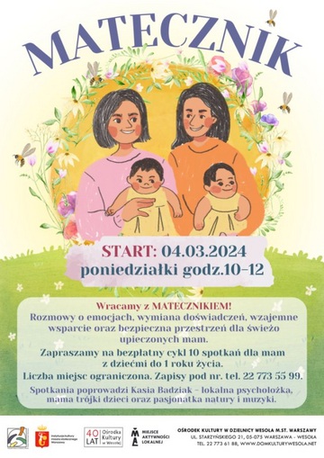 Plakat Matecznik – wsparcie dla nowych mam w Wesołej