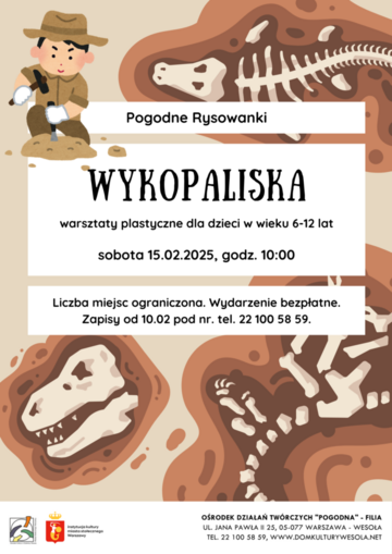 Plakat Odkryj tajemnice prehistorii na Pogodnych Rysowankach