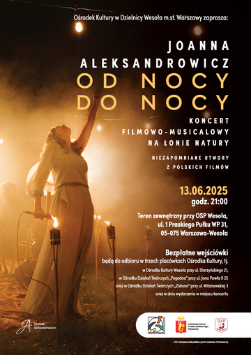 Plakat Plenerowy koncert filmowo-musicalowy „Od Nocy do Nocy” w wykonaniu Joanny Aleksandrowicz