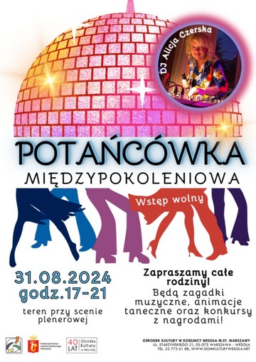 Plakat Potańcówka międzypokoleniowa na zakończenie wakacji w Starej Miłośnie