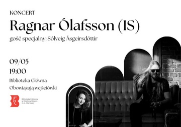 Plakat Ragnar Ólafsson z nową płytą w Bibliotece Publicznej w Wesołej