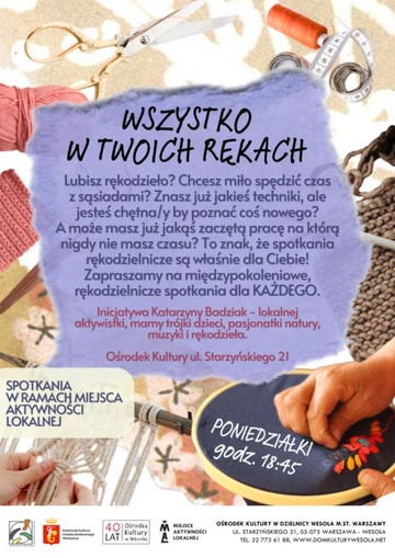 Plakat Rękodzielnicze Poniedziałki w Wesołej!