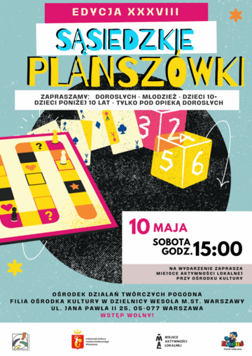 Plakat Sąsiedzkie Planszówki – edycja XXXVIII w Wesołej