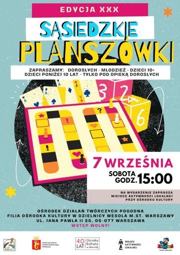 Plakat Sąsiedzkie Planszówki w Wesołej – Edycja XXX