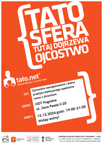 Plakat Spotkanie Klubu Ojców Tato.net: Ojcowskie zaangażowanie