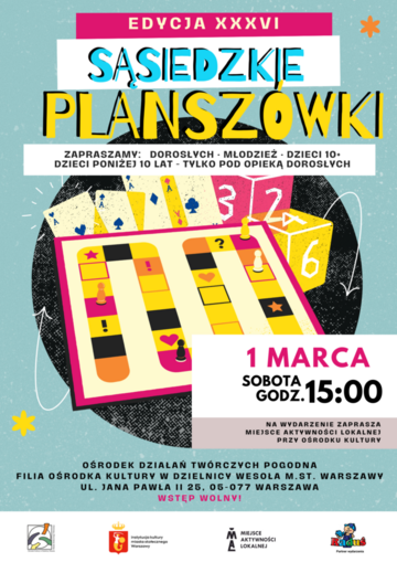 Plakat Spotkanie z Planszówkami w Wesołej: Edycja XXXVI w Ośrodku Kultury