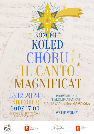 Plakat Świąteczny Koncert Kolęd w Wykonaniu Chóru Il Canto Magnificat
