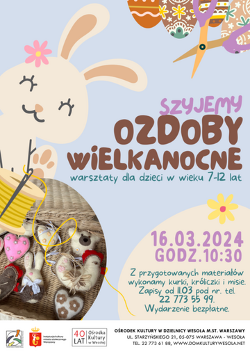 Plakat Twórcze warsztaty szycia ozdób wielkanocnych!