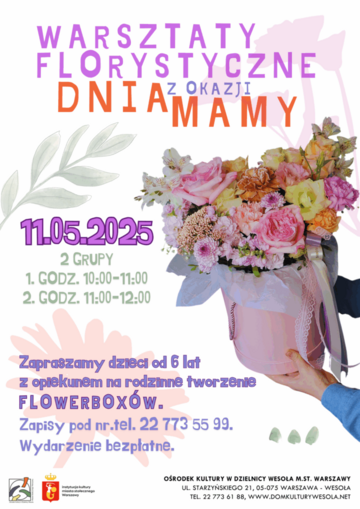 Plakat Warsztaty florystyczne na Dzień Mamy w Wesołej