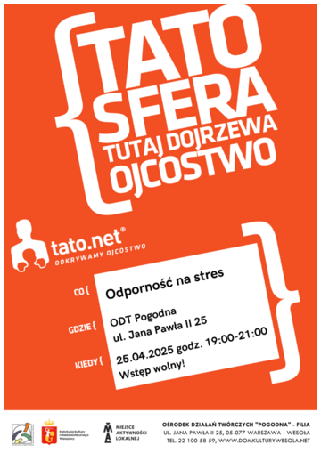 Plakat Warsztaty Klubu Ojców Tato.net: Odporność na stres