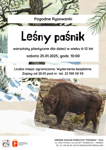 Plakat Warsztaty Plastyczne dla Dzieci w Ośrodku Działań Twórczych „Pogodna”