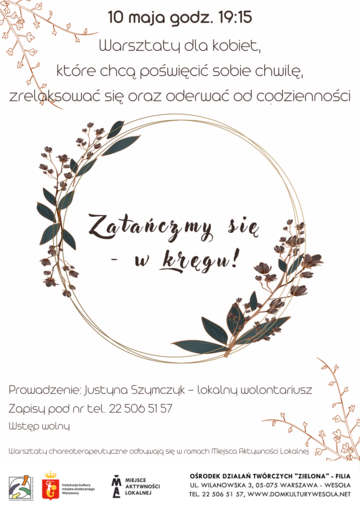 Plakat Warsztaty taneczne dla kobiet „Zatańczmy w kręgu!”