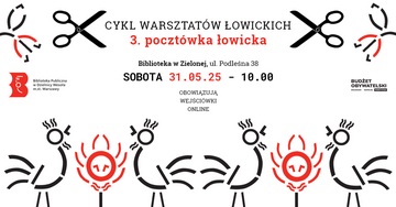 Plakat Warsztaty tworzenia pocztówek inspirowanych folklorem łowickim w Bibliotece w Zielonej