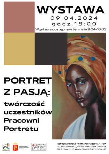 Plakat Wernisaż „Portret z Pasją” w Ośrodku „Zielona”