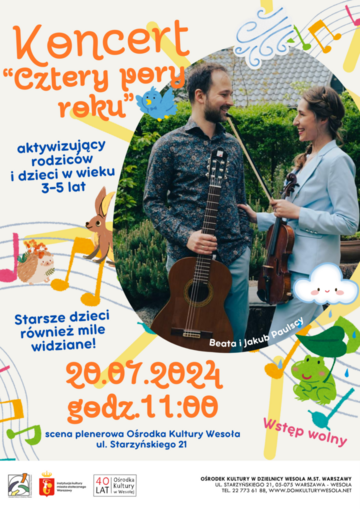 Plakat Wielki Koncert Plenerowy dla Dzieci - "Cztery Pory Roku" w Starej Miłośnie