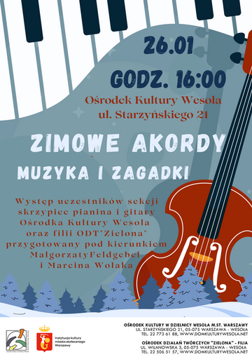 Plakat Zimowe Akordy: Koncert Uczniów Sekcji Muzycznych Wesołej